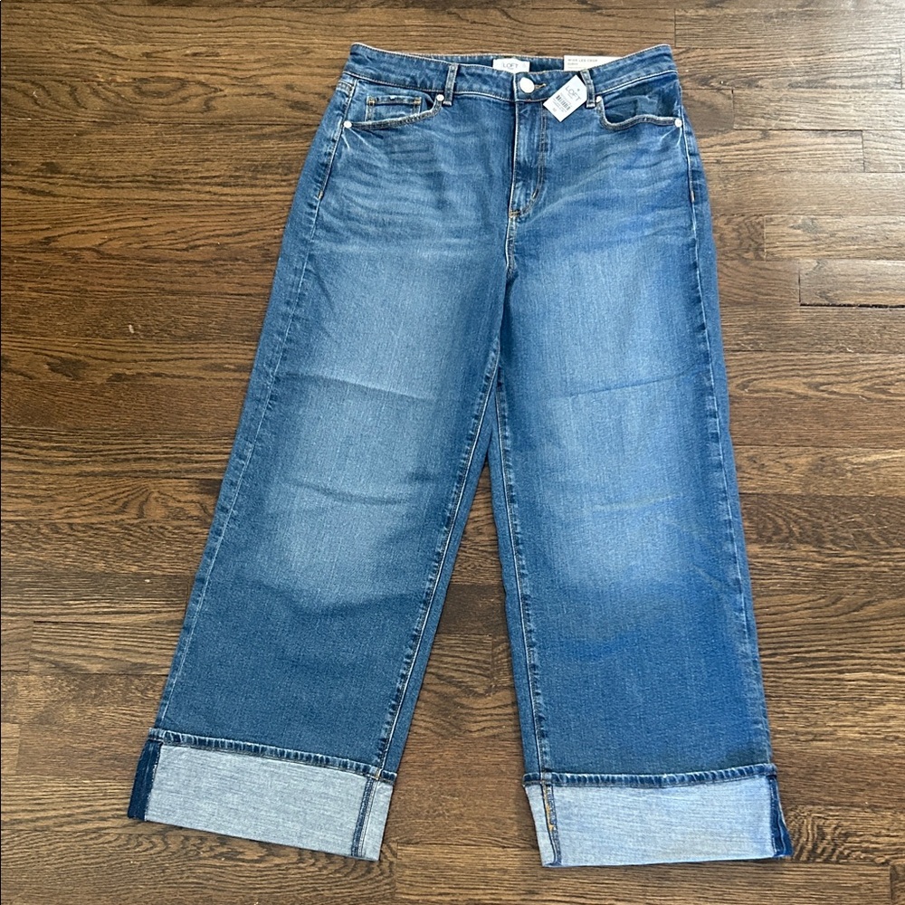 NWT - LOFT Women's Blue Wide-Leg Jeans